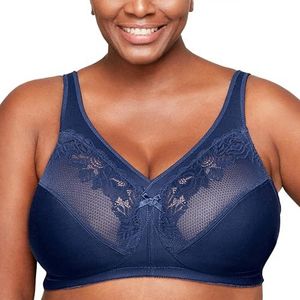 Glamorise Vrouwen Volledige Figuur Draadloze Minimizer Ondersteuning BH #1003, Blauw, 85F