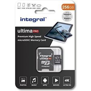 Integral 256 GB Micro SD-kaart 4K Video Premium Hoge Snelheid Geheugenkaart SDXC Tot 100 MB s Leessnelheid en 50 MB s Schrijfsnelheid V30 C10 U3 UHS-I A1