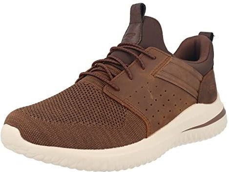 Skechers - Delson 3.0 Cicada - Herensneakers - Donkerbruin - Gebreid Weefsel met Leer