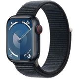 Apple Watch Series 9 (GPS + Cellular 41 mm) Smartwatch - Kast van middernacht aluminium - Middernacht geweven sportbandje. Conditie bijhouden, Saturatie-app en Ecg-app, CO₂- neutraal