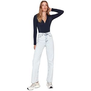 Trendyol Dames 90's wijde pijpen jeans, blauw, 42, Blauw, 68
