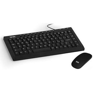 LINK LKTAST04 LKMOS34 - Mini-toetsenbord Italiaans Multimedia USB Draadloze Optische Muis USB Zwart Oplaadbare Batterijen DPI 1600