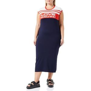 Love Moschino Dames mouwloos lange jurk, blauw rood wit, 42, blauw/rood/wit, 42