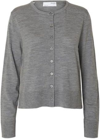 Selected - Thea - Cardigan - 100% Merinowol - Ronde Hals - Lange Mouwen