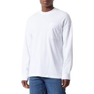 JACK & JONES Heren Jcoclean Pocket Tee Ls Crew Neck Shirt met lange mouwen, wit, S