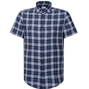 Seidensticker Men's Slim Fit Shirt met korte mouwen, blauw, 43, blauw, 43