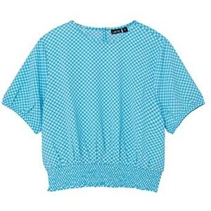 NAME IT Girl's NLFECKALI SS Crop TOP T-shirt, Iced Aqua/AOP: Flowerprint, 158/164, Iced Aqua/Aop: bloemenprint, 158/164 cm