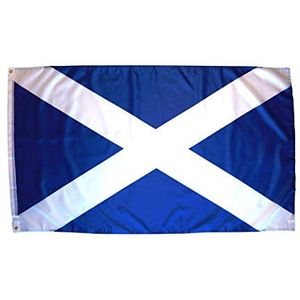 SHATCHI 11648 Groot 5ft x 3ft Schotland St Andrew's Saltire Schotse sport voetbal Cricket Rugby 2019 World Cup nationale vlag decoraties UV Fade Resistant, blauw en wit kruis
