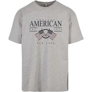 T-shirt American College met korte mouwen voor kinderen, maat 16 jaar, model AC2, 100% katoen, Grijs, 16 Jaar