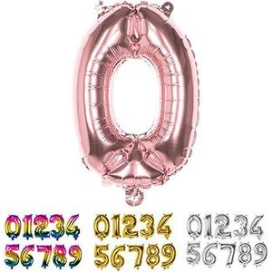 Boland - Folieballon, getal, maat 36 cm, roségoud, cijferballon, lucht, verjaardag, jubileum, jubileum, jubileum, levensjaar, verrassingsfeest, kinderverjaardag, decoratie