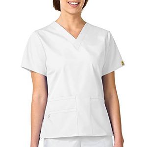 WonderWink 6016AWHTXXS Origins Bravo Fit V-hals Top, wit, standaard - 2x klein