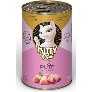 KITTY Cat Paté Pute Kitten, 6 x 400 g, natvoer voor jonge katten, graanvrij kattenvoer met taurine, zalmolie en groenlipmossel, compleet voer met een hoog vleesgehalte, Made in Germany