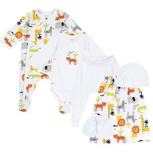 Chicco Romper-body-hoed-handschoenen, getta-slaapzak, set voor jongens en pasgeborenen, wit, 1-3 maanden (5 stuks) jongens, Wit, 1-3 mesi