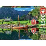 Educa 18006, vikingschip, 1500 stukjes puzzel voor volwassenen en kinderen vanaf 12 jaar, Scandinavië, Scandinavisch landschap