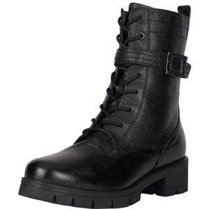 Tamaris Comfort Dames 8-85213-41 Leder Comfort Fit uitneembaar voetbed Sportief alledaagse schoenen boot met decoratie enkellaars, Black Nappa, 38 EU Breed