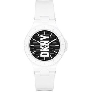 DKNY Chambers Wit Nylon Horloge met Drie Wijzers, NY6657