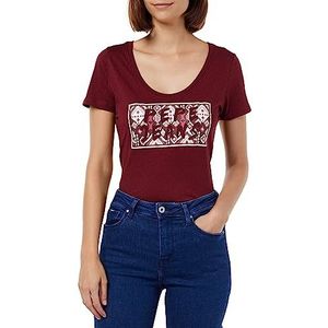 Pepe Jeans Brandi T-shirt voor dames, Rood (Bourgondi?, M