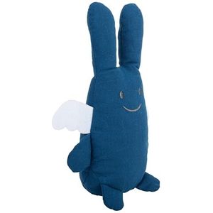 Trousselier - Zacht speelgoed - Angel Bunny Trooster - 20 cm hoog - Biologische Coton Stof - Modern Chic - Ideaal Geboortecadeau - Machine Wasbaar - Kleur Blauw Denim - 2 tellen
