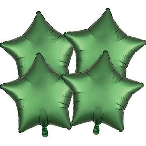Amscan 3897601 - multipack folieballon satijn luxe ster, groen, verpakking van 4 stuks, heliumballon, ster, kerstdecoratie, verjaardag