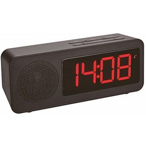 TFA Dostmann - 60.2546.01 - Draadloze Wekker - Zwart - Met Radiofunctie en Oplaadfunctie