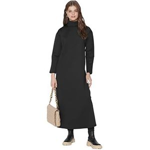 TRENDYOL Dames Woman Midi Bodycon rolkraag tricot jurk, zwart, L