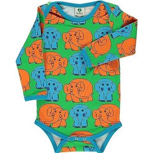 Småfolk Baby Jongens Body LS, olifant en peuterkostuum, groen, 80, groen, 80 cm