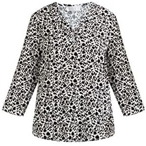 IRIDIA dames shirt blouse, Zwart meerkleurig., L