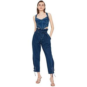 Trendyol jeans hoge taille, marineblauw, maat 42 voor dames, L, 40