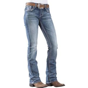 PEIHOT Vrouwen Jeans 90s Mid Rise Bootcut Jeans Hoge Stretch Zwarte Jeans Pantalones De Mujer Boot Cut Denim Broek, 201-midden Blauw, L