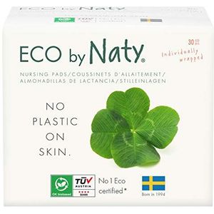 Eco by Naty Zoogkompressen - Tepelkompressen voor Moeders die borstvoeding geven, Perfect voor Zwangerschap en Postpartum, Composteerbare en plantaardige materialen (30 stuks)