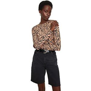 Trendyol Crop gebreide blouse voor dames, veelkleurig patroon, multicolor, XS