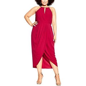 City Chic Women's Apparel Dames City Chic Plus Size Jurk Love Story Ff Jurk, Rosebud, 44 meer, rozenknop, 42