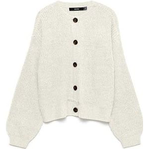 Vero Moda - VMLEA LS O-NECK CARDIGAN NOOS - Vest - Cloud dancer - Knoopsluiting - Lange mouwen