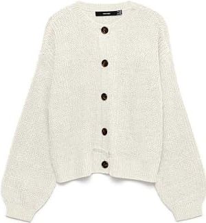 Vero Moda - VMLEA LS O-NECK CARDIGAN NOOS - Vest - Cloud dancer - Knoopsluiting - Lange mouwen