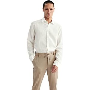 DeFacto Herenshirt met lange mouwen en lange mouwen, off-white, M