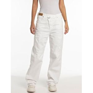 Replay Zelmaa Loose Fit Wide Leg Jeans voor dames, 001, wit, 26W x 32L