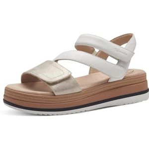 Tamaris Comfort 8-88702-42 197 White Comb Wedge Plateau voor dames, comfortabele extra brede alledaagse schoen, feestelijk, elegant, platte sandalen, 36 EU breed, White Kam, 36 EU Breed