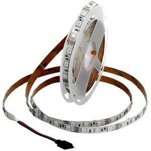 Jandei Ledstrip, meerkleurig, RGB, 5 meter, 12 V, voor binnen, 300 leds, SMD5050 chips, op maat te snijden, zelfklevend, voor de decoratie van kamer, studio, woonkamer (zonder voeding en controller)