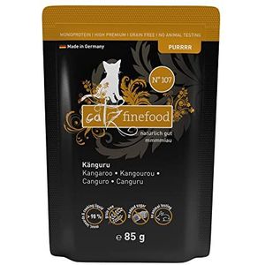 catz finefood Purrrr Kangoeroe, monoproteïne, nat kattenvoer, N° 107, voor voedingsgevoelige katten, 70% vleesgehalte, 16 x 85 g zak