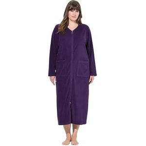 Ulla Popken - Badjas - Aubergine - 2-weg-rits - Badstof - Knuffelzacht