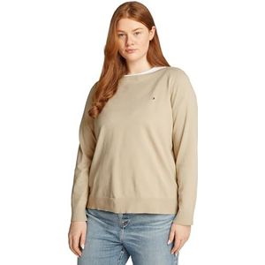 TOMMY HILFIGER Dames CRV CO JERSEY STITCH LS B-NK SWT WW0WW46078, kaki, 46, Khaki (Sandelhout), 72 NL