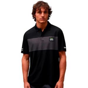 KIMOA Aston Martin F1 Poloshirt voor heren, Fernando Alonso 2024, korte mouwen, gerecycled katoen, zwart, maat XL, Zwart, XL