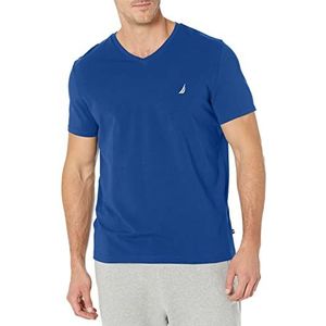 Nautica Heren T-shirt met korte mouwen, effen, slim fit, V-hals, Royal Blauw, M