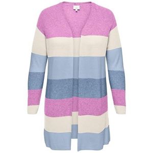 ONLY Carmakoma Caratija L/S Stripe Gebreide Vest Knt, Roze Fuchsia, M Dames, Fuchsia Roze, M