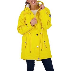 Ankerglut Friesennerz Regenjas voor dames, met capuchon, gevoerd, waterdicht, weerbestendig, windbreaker, overgangsjas met teddyfleece, geel, 34