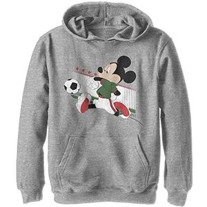 Disney Characters Mexico Kick Boy's Hooded Pullover Fleece, Athletic Heather, Small, Athletic Heather, S
