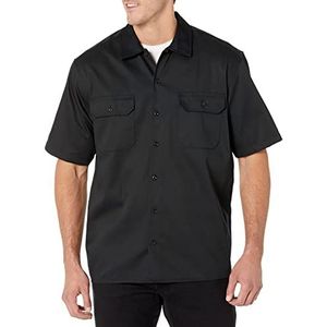 Amazon Essentials Men's Vlek- en kreukbestendig werkshirt met korte mouwen, Zwart, S