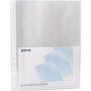 PAVO - Premium Geponste zakken A4 / Punched Pocket PP A4 60 Microns clear x100 (Pack of 100) 8020607