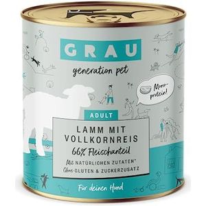GRAU - het origineel - Natvoer voor honden - Lam met volkorenrijst, 6 verpakking (6 x 800 g), monoproteïne, glutenvrij, voor volwassen honden