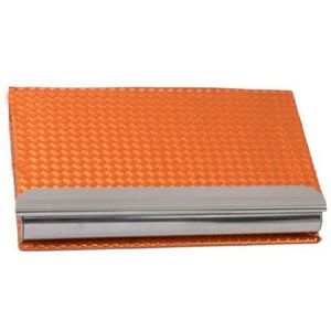 Sourcingmap Faux lederen getextureerde geweven patroon Id Card Case - Oranje